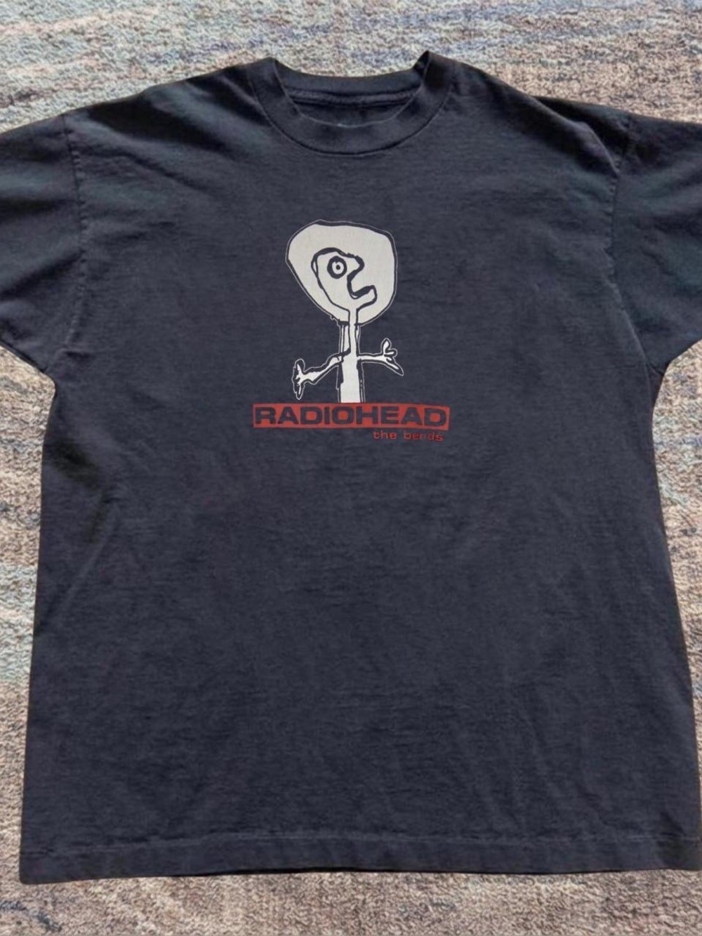 Gildan Black Radiohead Graphic Tee with White Artwork and Red Logo